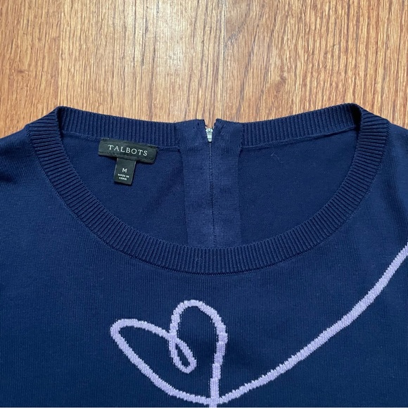 Talbots Intarsia navy Cat sweater size M - Picture 4 of 16